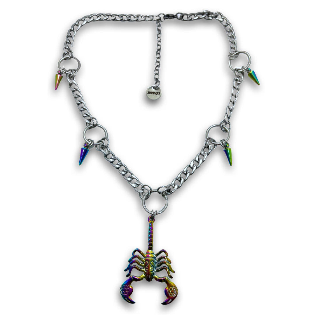 ACID WASHED SPIKED SCORPION CHOKER