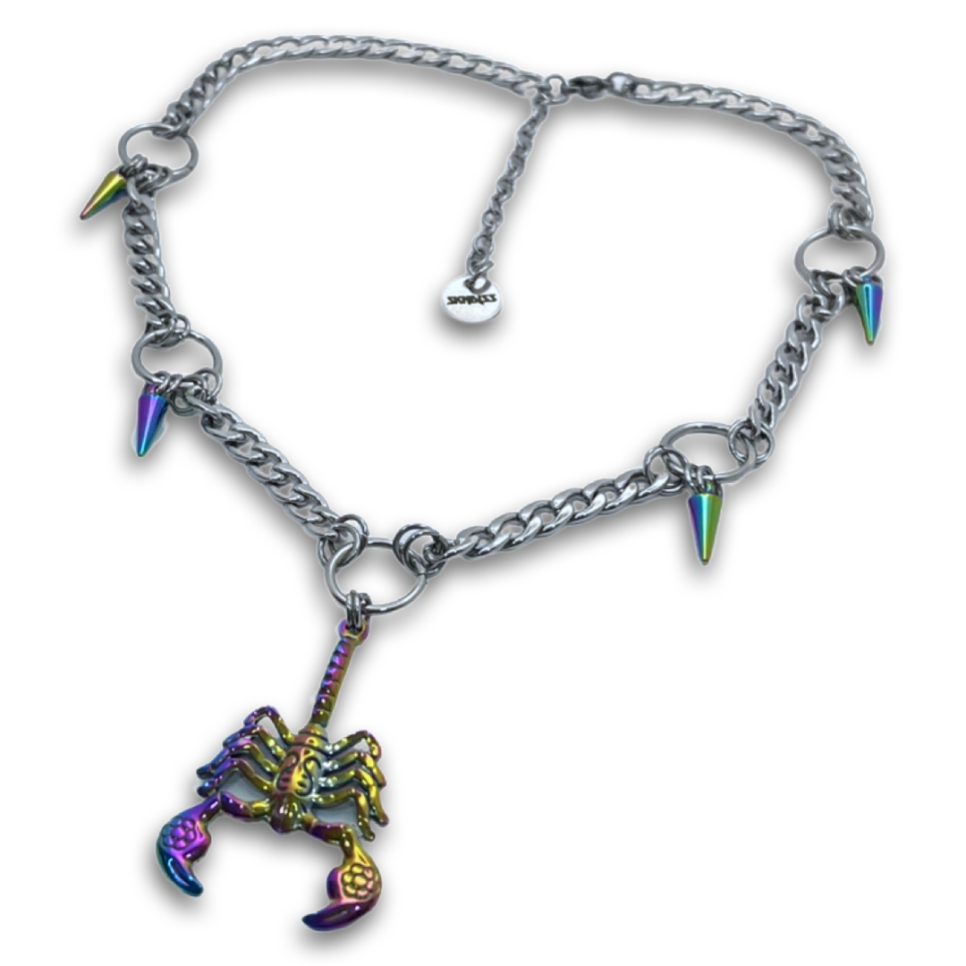 ACID WASHED SPIKED SCORPION CHOKER