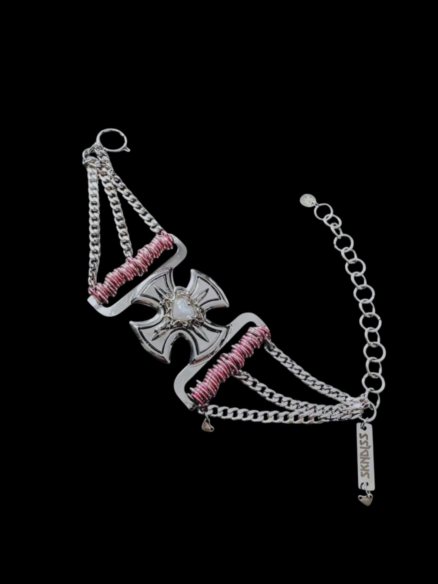 Pink Pearly Crossed Choker