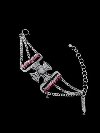 Pink Pearly Crossed Choker