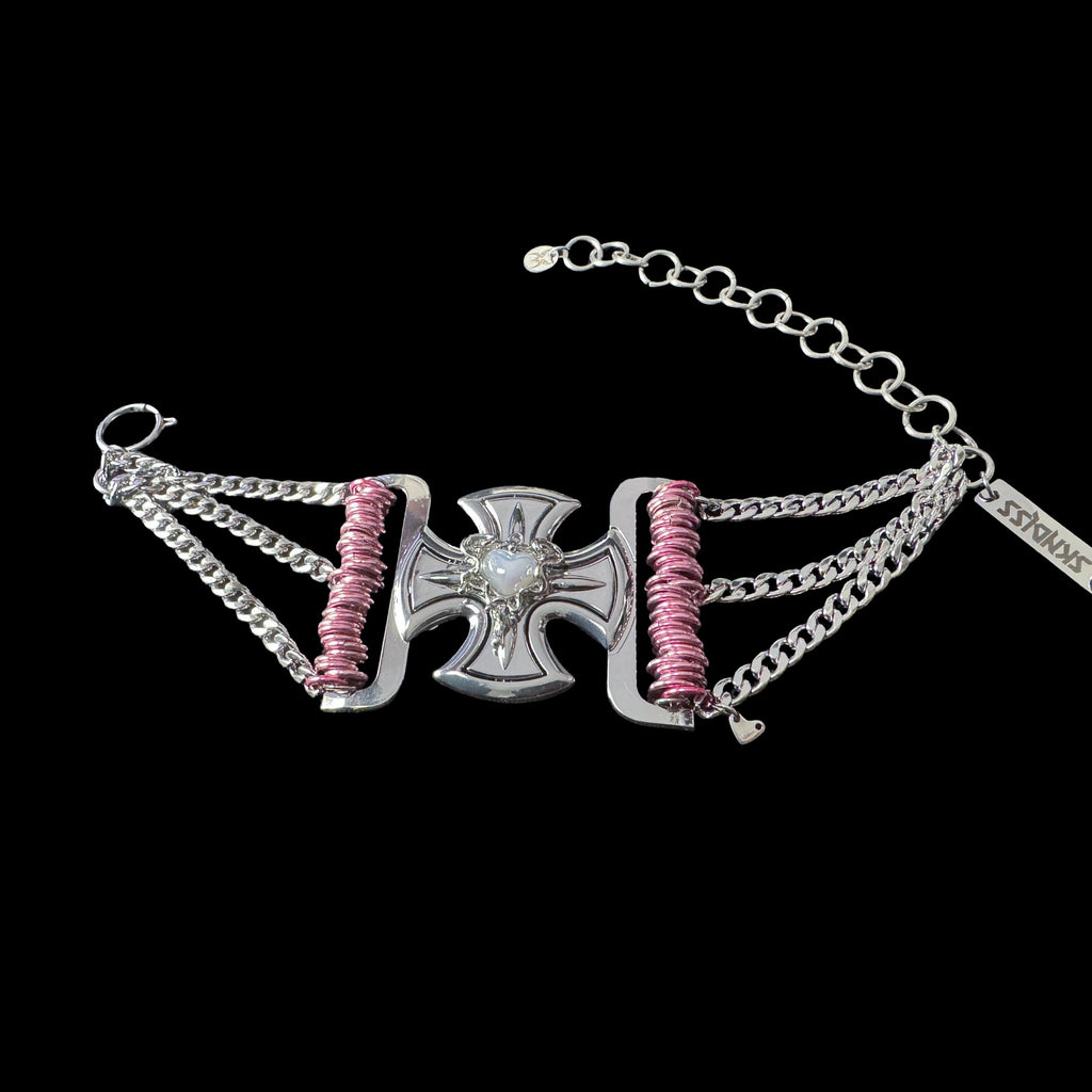 Pink Pearly Crossed Choker