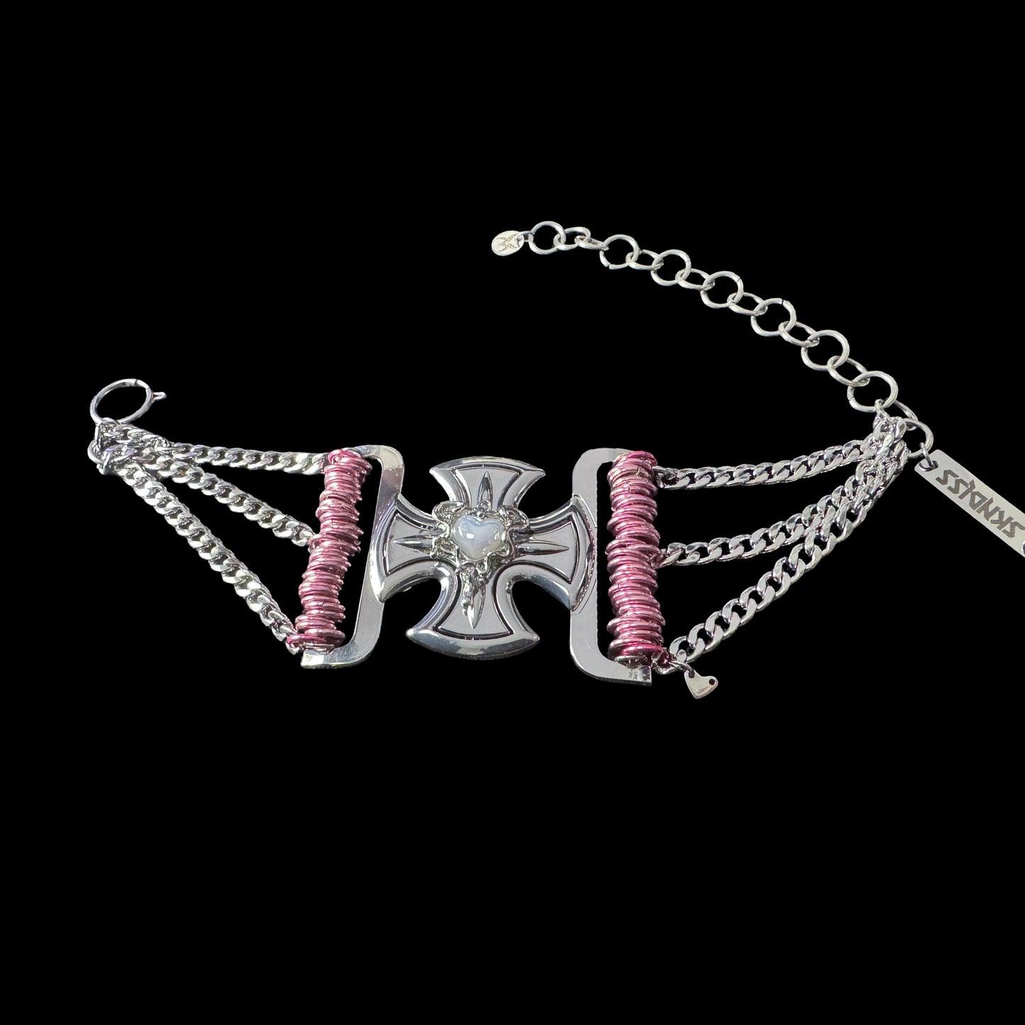 Pink Pearly Crossed Choker