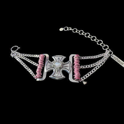 Pink Pearly Crossed Choker