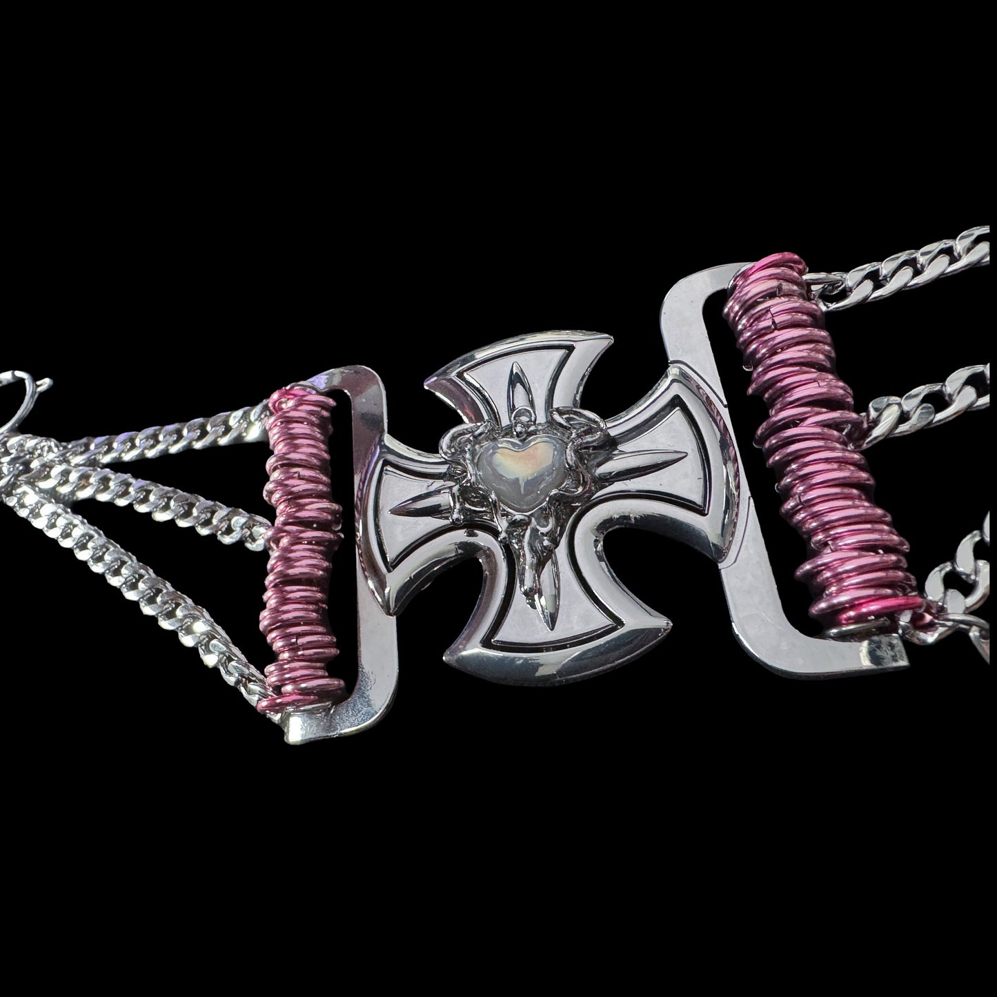 Pink Pearly Crossed Choker