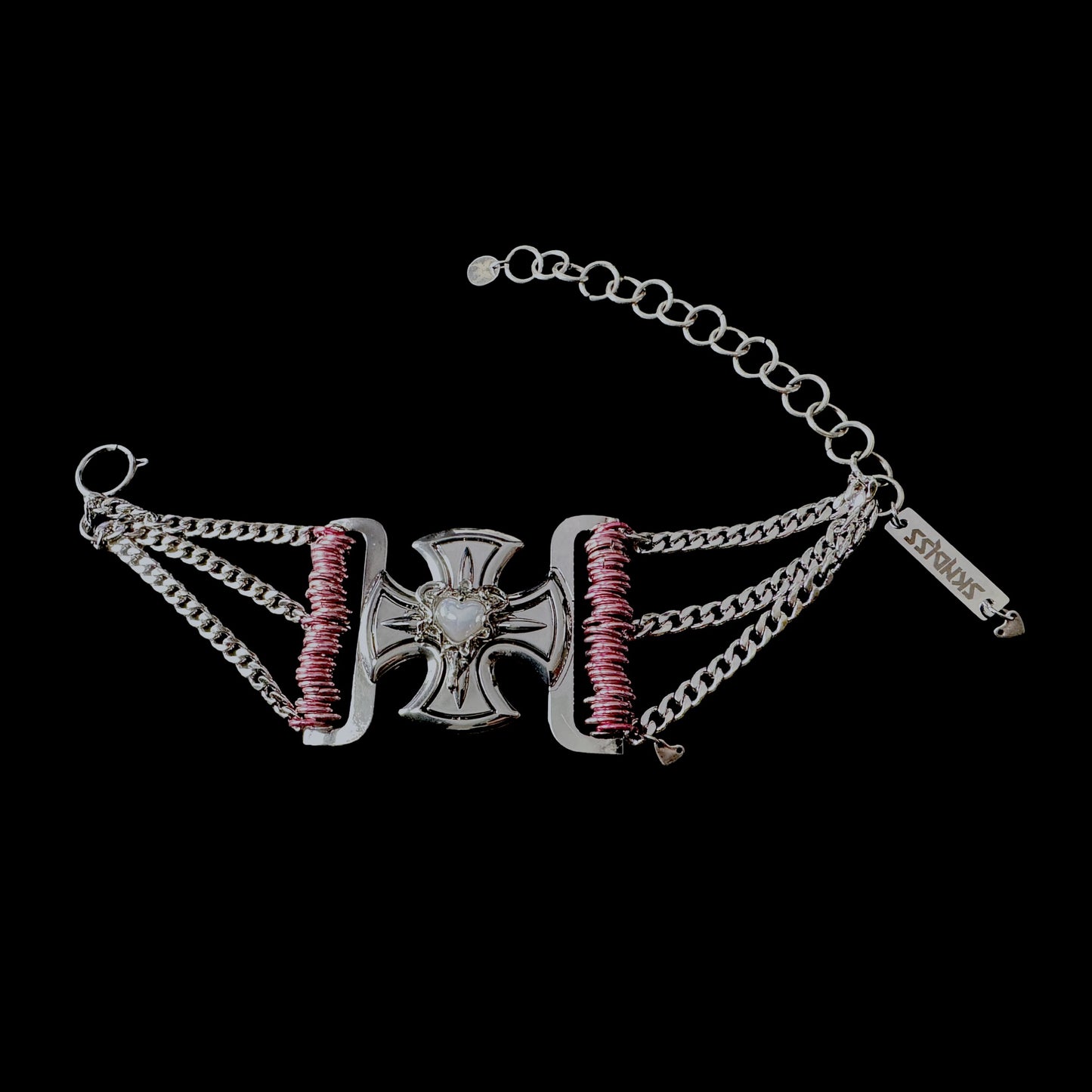 Pink Pearly Crossed Choker