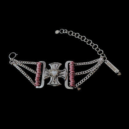 Pink Pearly Crossed Choker