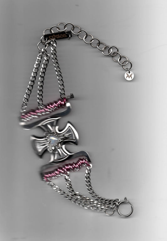 Pink Pearly Crossed Choker