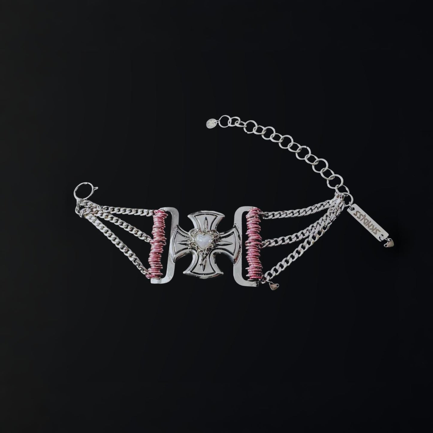 Pink Pearly Crossed Choker