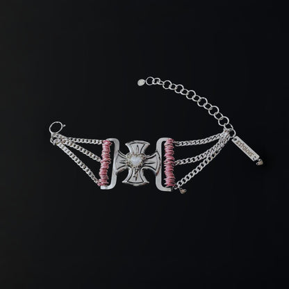 Pink Pearly Crossed Choker