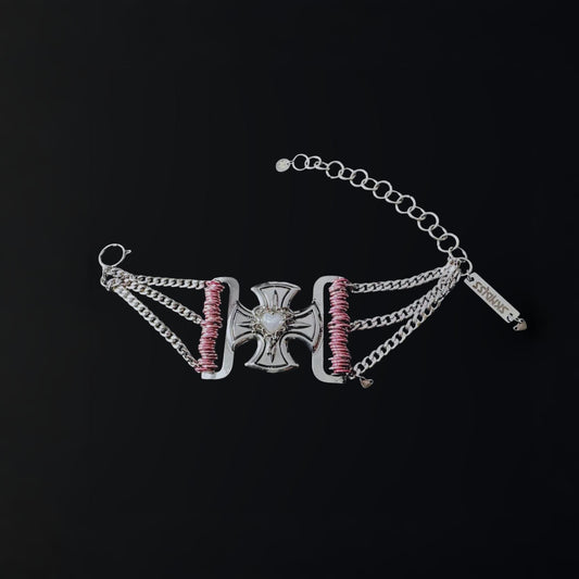 Pink Pearly Crossed Choker