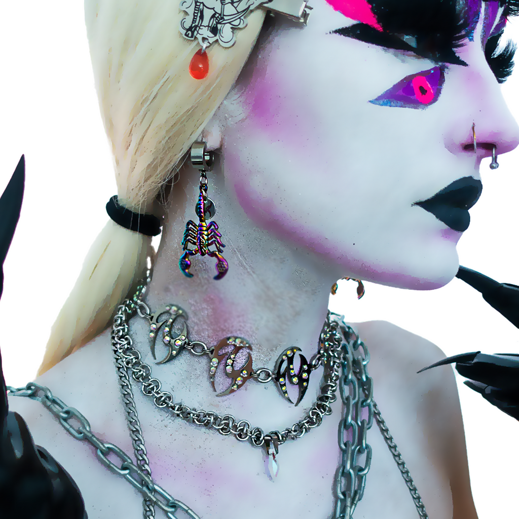 ACID WASHED SCORPION EARRINGS