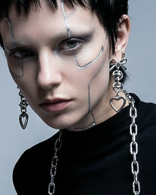 Bow Heart Armour Earring