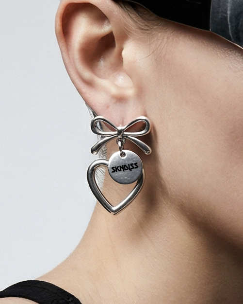 Bow Heart Armour Earring