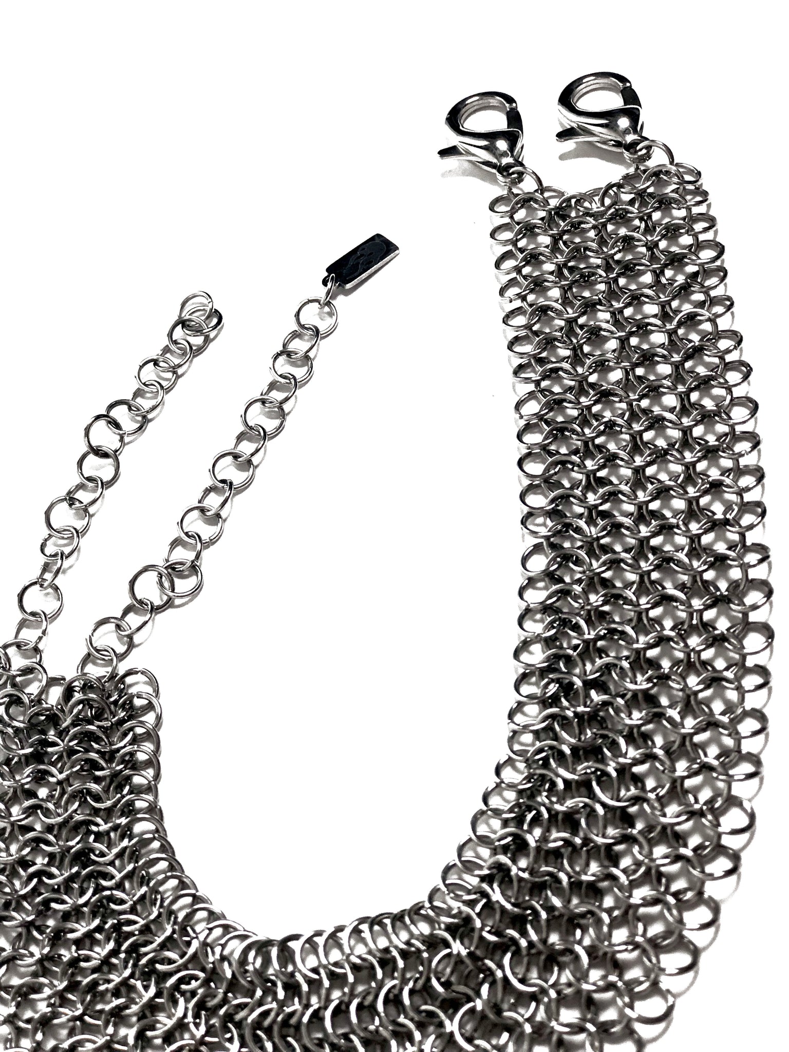 handmade stainless steel chainmaille choker made in Detroit MI by oringal designer SKNDLSS